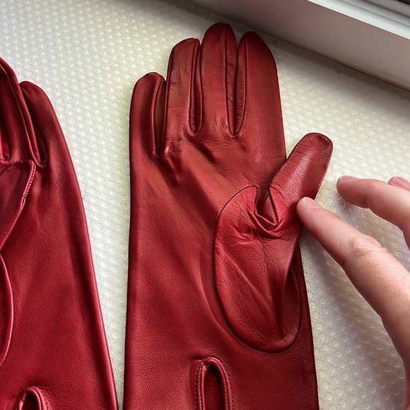 NWOT Italian Leather kid gloves / Red / Size 5.5-6 - Picture 5 of 9